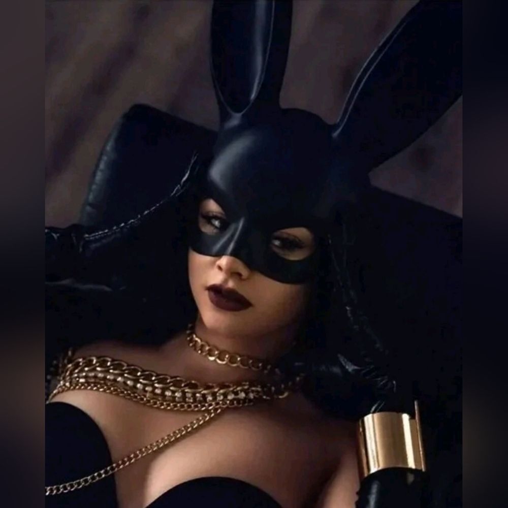 Black Bunny Mask Lingerie Accessory Size OS